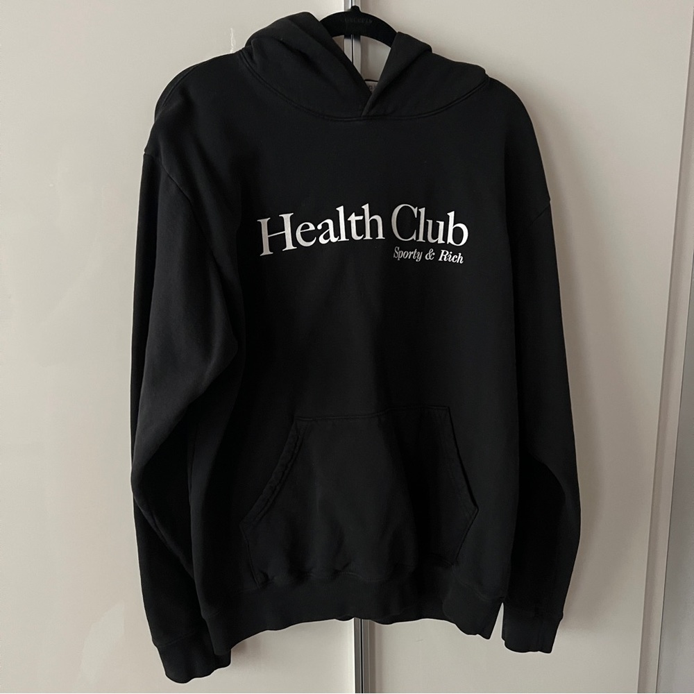 Sporty & Rich black health club hoodie size L